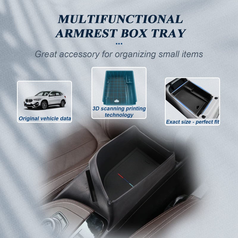 BIBIBO BBIBIBO for BMW X1 F48 Accessories,Center Console Organizer Tray Compatible with 2016 2017 2018 2019 BMW X1 F48 2019 X2 F39 Insert Armrest Storage Box Accessories,ABS Material Accessories for Bmw x1 - Image 2